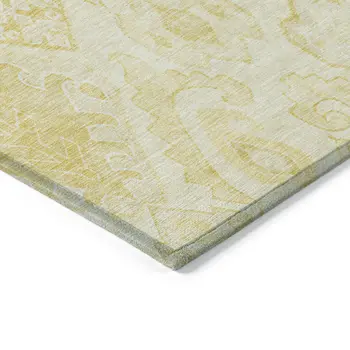 3' X 5' Gold Ivory And Beige Moroccan Washable Indoor Outdoor Area Rug