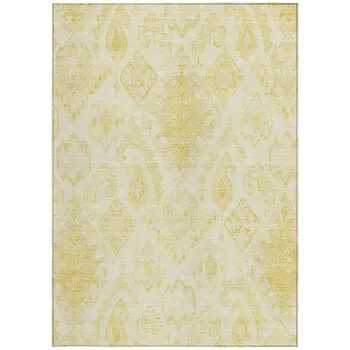 5' X 8' Gold Ivory And Beige Moroccan Washable Indoor Outdoor Area Rug