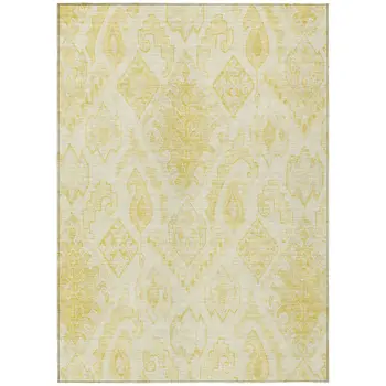 5' X 8' Gold Ivory And Beige Moroccan Washable Indoor Outdoor Area Rug