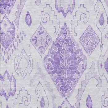 3' X 5' Purple Lavender And Ivory Moroccan Washable Indoor Outdoor Area Rug