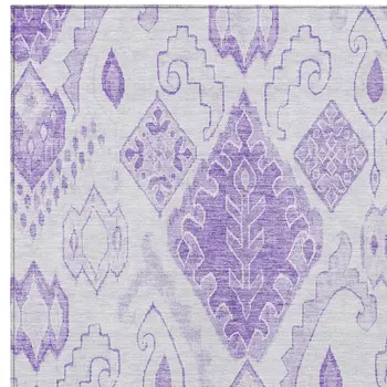 5' X 8' Purple Lavender And Ivory Moroccan Washable Indoor Outdoor Area Rug