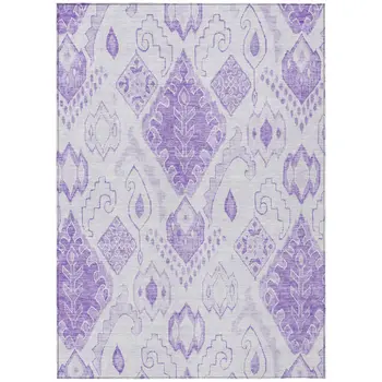 8' X 10' Purple Lavender And Ivory Moroccan Washable Indoor Outdoor Area Rug