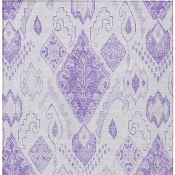 8' X 10' Purple Lavender And Ivory Moroccan Washable Indoor Outdoor Area Rug
