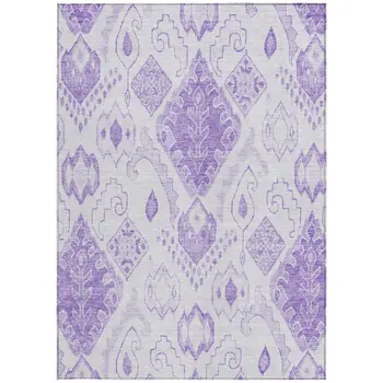 9' X 12' Purple Lavender And Ivory Moroccan Washable Indoor Outdoor Area Rug