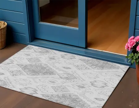 3' X 5' Silver Gray And Charcoal Moroccan Washable Indoor Outdoor Area Rug