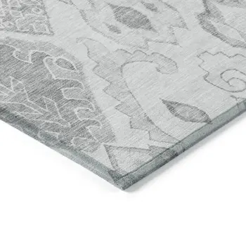 5' X 8' Silver Gray And Charcoal Moroccan Washable Indoor Outdoor Area Rug