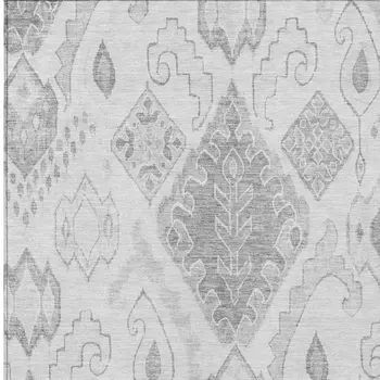 5' X 8' Silver Gray And Charcoal Moroccan Washable Indoor Outdoor Area Rug