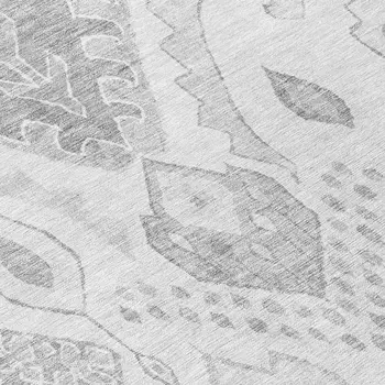 8' Silver Gray And Charcoal Round Moroccan Washable Indoor Outdoor Area Rug