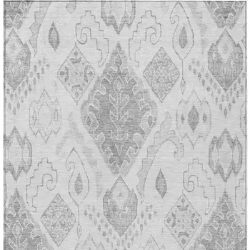 8' X 10' Silver Gray And Charcoal Moroccan Washable Indoor Outdoor Area Rug