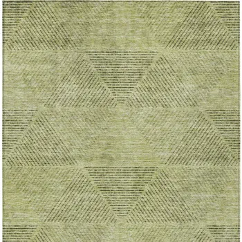 3' X 5' Artichoke Green And Fern Green Geometric Washable Indoor Outdoor Area Rug