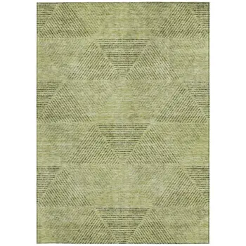 5' X 8' Artichoke Green And Fern Green Geometric Washable Indoor Outdoor Area Rug