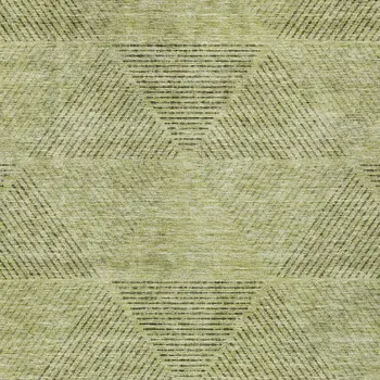 5' X 8' Artichoke Green And Fern Green Geometric Washable Indoor Outdoor Area Rug
