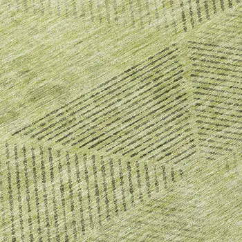 8' Artichoke Green And Fern Green Round Geometric Washable Indoor Outdoor Area Rug