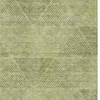 8' X 10' Artichoke Green And Fern Green Geometric Washable Indoor Outdoor Area Rug