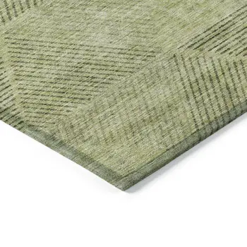 9' X 12' Artichoke Green And Fern Green Geometric Washable Indoor Outdoor Area Rug
