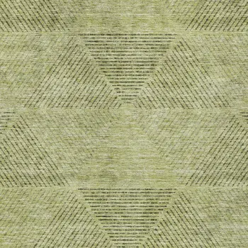 9' X 12' Artichoke Green And Fern Green Geometric Washable Indoor Outdoor Area Rug