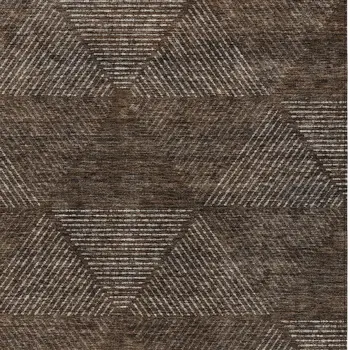 3' X 5' Brown And Taupe Geometric Washable Indoor Outdoor Area Rug