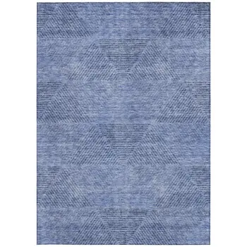 3' X 5' Denim Blue And Sky Blue Geometric Washable Indoor Outdoor Area Rug