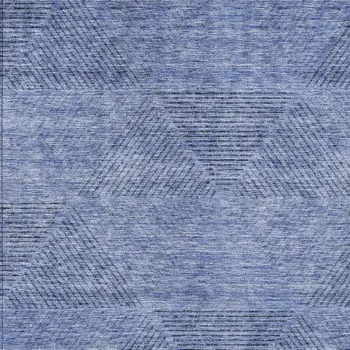 3' X 5' Denim Blue And Sky Blue Geometric Washable Indoor Outdoor Area Rug