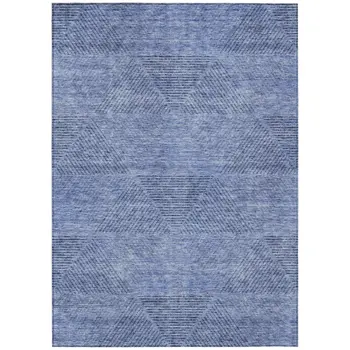 3' X 5' Denim Blue And Sky Blue Geometric Washable Indoor Outdoor Area Rug