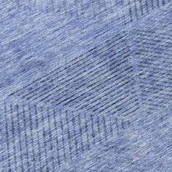 8' Denim Blue And Sky Blue Round Geometric Washable Indoor Outdoor Area Rug