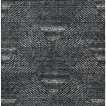 8' X 10' Charcoal Gray And Silver Geometric Washable Indoor Outdoor Area Rug
