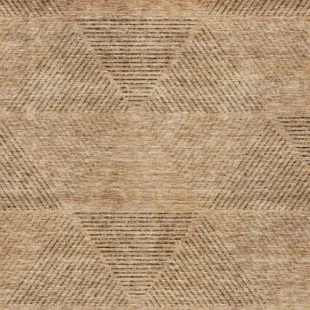 5' X 8' Copper Brown And Terra Cotta Geometric Washable Indoor Outdoor Area Rug