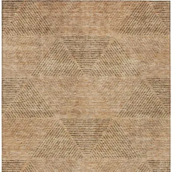 8' X 10' Copper Brown And Terra Cotta Geometric Washable Indoor Outdoor Area Rug