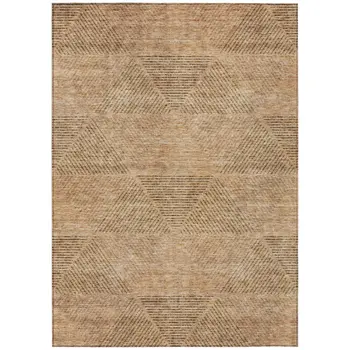 9' X 12' Copper Brown And Terra Cotta Geometric Washable Indoor Outdoor Area Rug