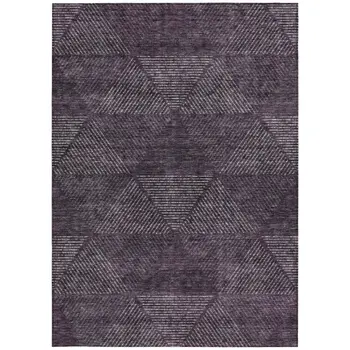 10' X 14' Eggplant Purple And Gray Geometric Washable Indoor Outdoor Area Rug