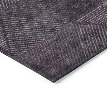 10' X 14' Eggplant Purple And Gray Geometric Washable Indoor Outdoor Area Rug