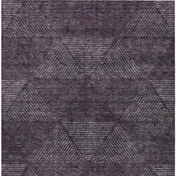 10' X 14' Eggplant Purple And Gray Geometric Washable Indoor Outdoor Area Rug