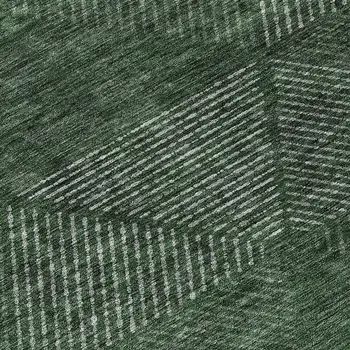 8' Fern Green And Emerald Round Geometric Washable Indoor Outdoor Area Rug