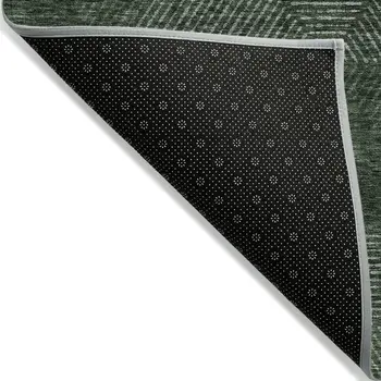 8' X 10' Fern Green And Emerald Geometric Washable Indoor Outdoor Area Rug