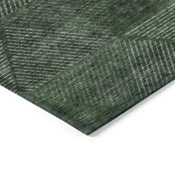 8' X 10' Fern Green And Emerald Geometric Washable Indoor Outdoor Area Rug