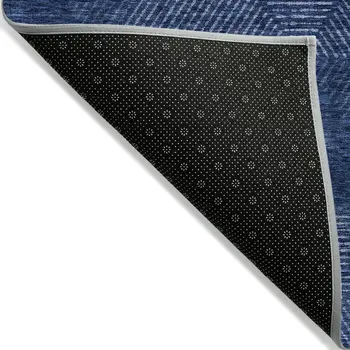 10' X 14' Navy Blue And Sky Blue Geometric Washable Indoor Outdoor Area Rug