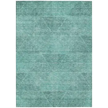 8' X 10' Teal Blue And Aqua Geometric Washable Indoor Outdoor Area Rug