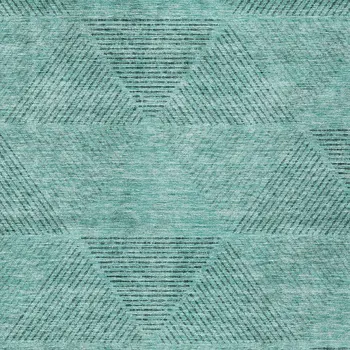 9' X 12' Teal Blue And Aqua Geometric Washable Indoor Outdoor Area Rug