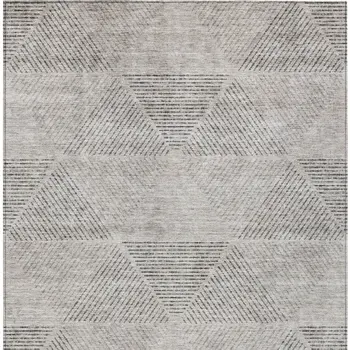 5' X 8' Taupe Brown And Ivory Geometric Washable Indoor Outdoor Area Rug