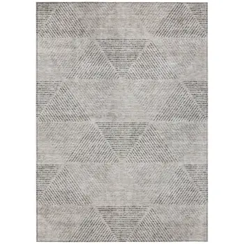 5' X 8' Taupe Brown And Ivory Geometric Washable Indoor Outdoor Area Rug