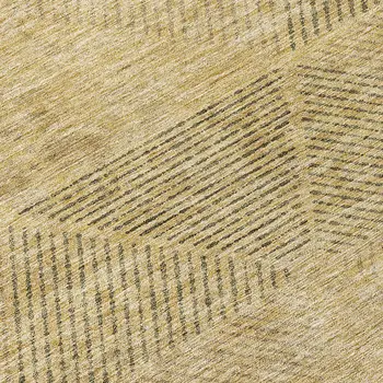 8' Wheat And Beige Round Geometric Washable Indoor Outdoor Area Rug
