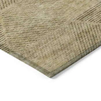 8' X 10' Wheat And Beige Geometric Washable Indoor Outdoor Area Rug
