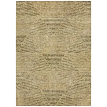 8' X 10' Wheat And Beige Geometric Washable Indoor Outdoor Area Rug