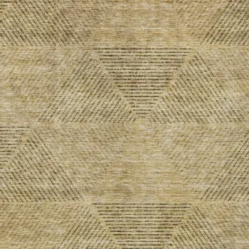 10' X 14' Wheat And Beige Geometric Washable Indoor Outdoor Area Rug