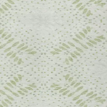 5' X 8' Artichoke Green And Fern Green Floral Washable Indoor Outdoor Area Rug