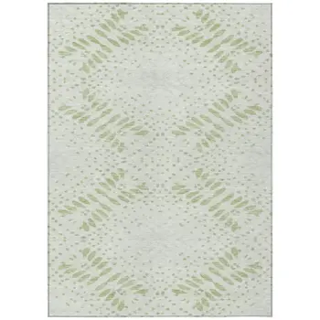 5' X 8' Artichoke Green And Fern Green Floral Washable Indoor Outdoor Area Rug