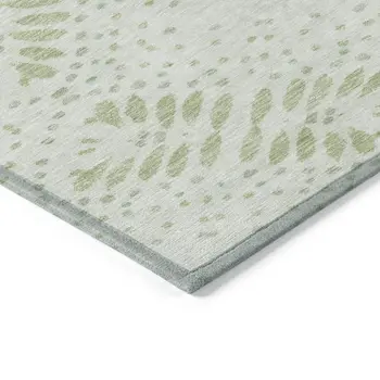 5' X 8' Artichoke Green And Fern Green Floral Washable Indoor Outdoor Area Rug
