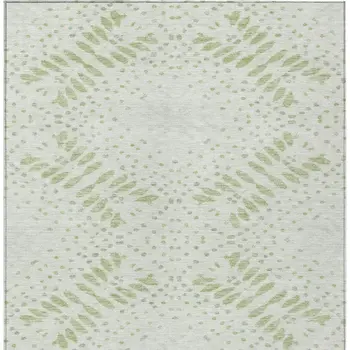 5' X 8' Artichoke Green And Fern Green Floral Washable Indoor Outdoor Area Rug