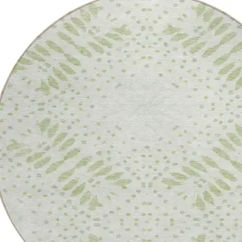 8' Artichoke Green And Fern Green Round Floral Washable Indoor Outdoor Area Rug