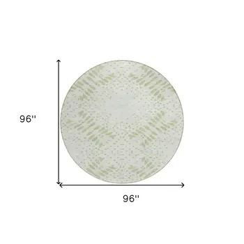 8' Artichoke Green And Fern Green Round Floral Washable Indoor Outdoor Area Rug